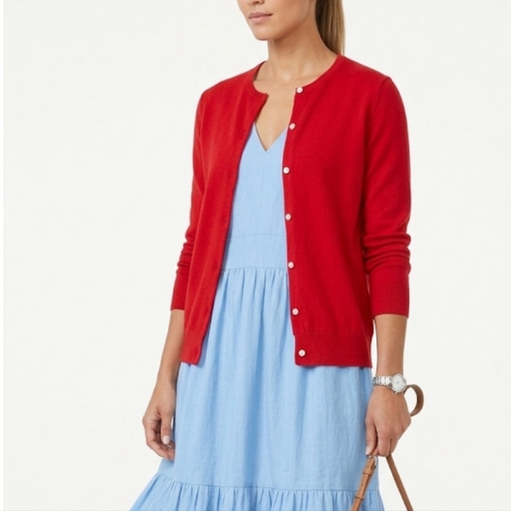 Vtg Bonnie Silk and Cashmere Elegant Red Women's Cardigan Sweater size M